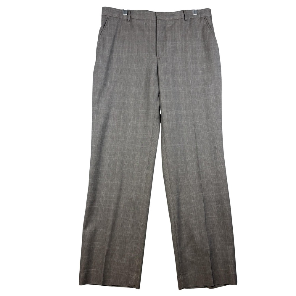 Banana Republic Dress‎ Pants Mens 35x32 Gray Wool Modern Fit Plaid Trousers